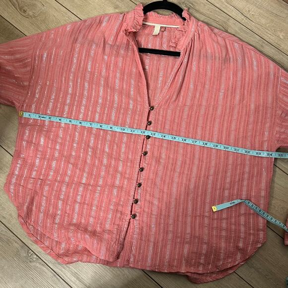 Pilcro Anthropologie Pink Button Front Top Size Medium - Picture 4 of 9